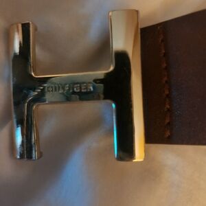Tommy Hilfiger Brown Belt with Gold H Buckle. Size S
